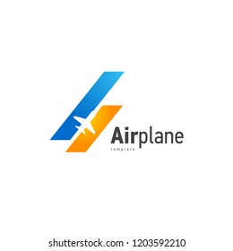 Airplane logo blue flight up stripes