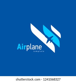 Airplane Logo Blue Flight Up Stripes