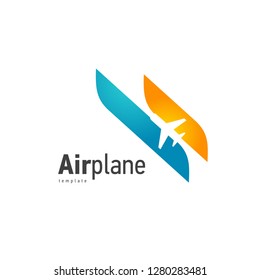 Airplane logo blue flight up stripes