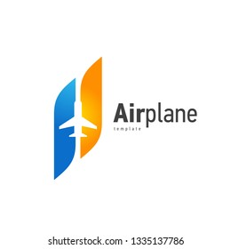 Airplane logo blue flight up stripes