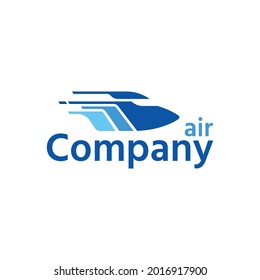 airplane logo in blue, the logo is perfect for airlines or private jet rentals