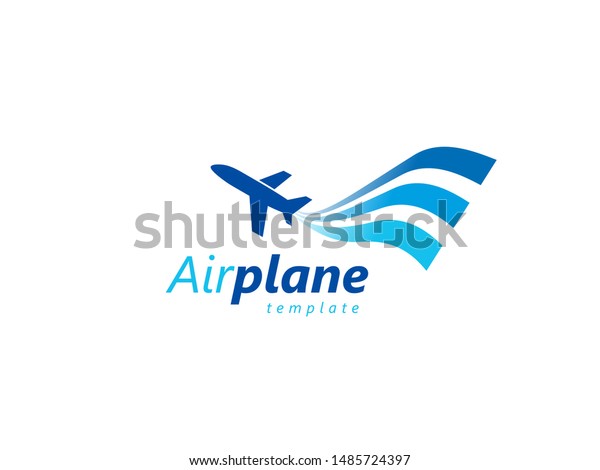 Airplane Logo Blue Takeoff Stripes Flag Stock Vector (Royalty Free ...