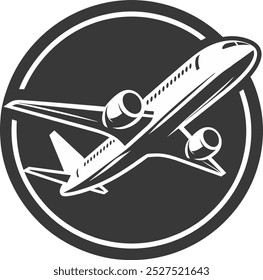 Airplane logo. Airplane circle logo. Airplane logo icon vector.