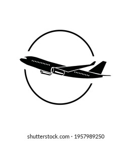 airplane logo with circle outline