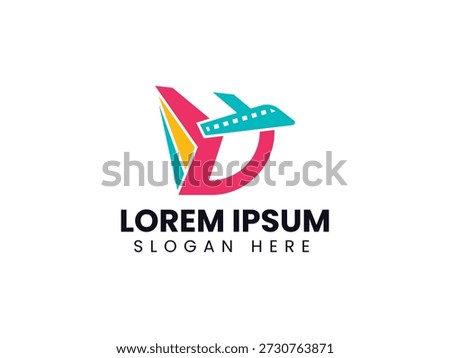 Airplane logo design featuring letter D vector template for airline and tourism company branding