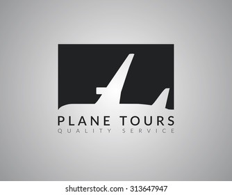 Airplane Logo Design on gradient grey background