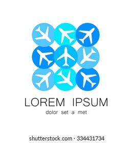 Avión - plantilla de diseño de logotipo para aerolíneas, agencias de viajes, club de viajes y otros.