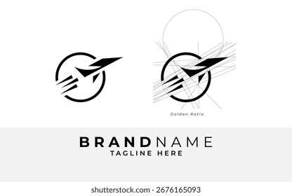 Design do logotipo do avião. Este projeto é mínimo, minimalista.