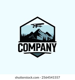 airplane logo design vector icon illustration. adventure logo design template.
