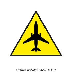 Diseño del logotipo del avión con triángulo amarillo aislado en blanco. Muy único y diferente. Adecuado para Empresas y Empresas de Cualquier Sector. EPS vectorial 10