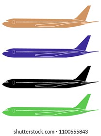 airplane logo in different colors, passenger plane vector illustration.
jet plane.