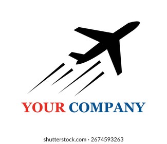 Logotipo de avión Silueta de vuelo Vector de avión de pasajeros