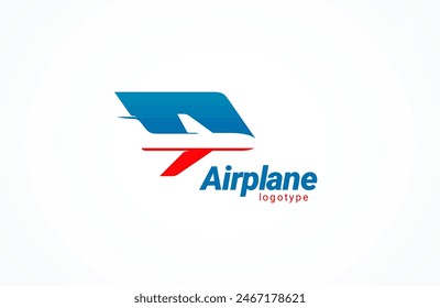 Airplane logo fly plane silhouette vector