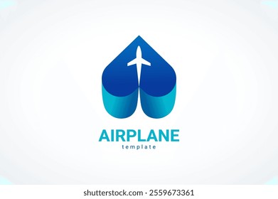 Airplane logo fly plane silhouette vector