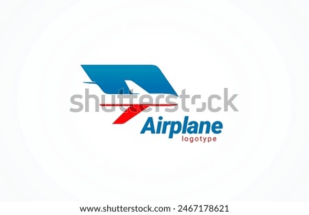 Airplane logo fly plane silhouette vector