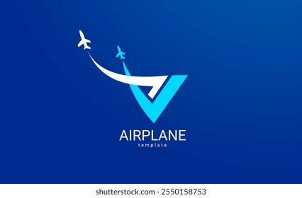 Airplane logo fly takeoff plane silhouette vector