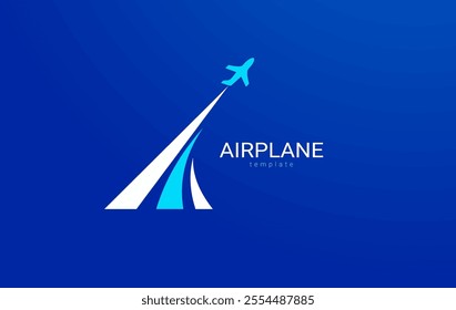 Airplane logo fly takeoff plane silhouette vector