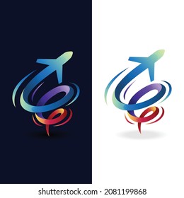 airplane logo with hurricane concept