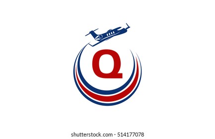 Airplane Logo Initial Q