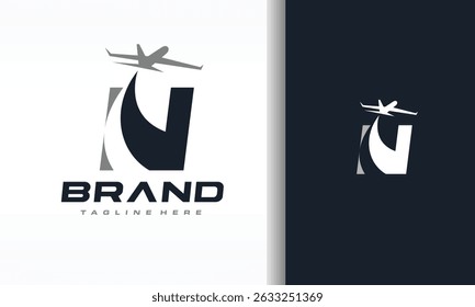 Airplane Logo with Letter N for Travel Agency