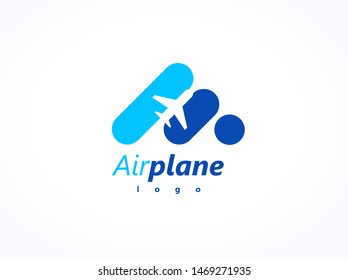 Airplane logo letter A white color