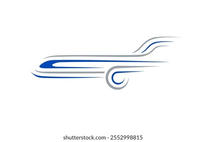 Airplane logo lines style plane silhouette white color