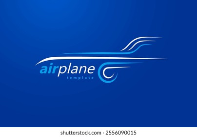 Airplane logo lines style plane silhouette white color