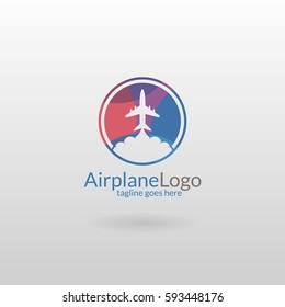Airplane logo. Multicolored airplane logo