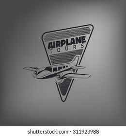 Airplane logo on grey gradient background