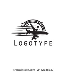 airplane logo on a white background