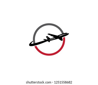 Airplane logo with speed fly template icon