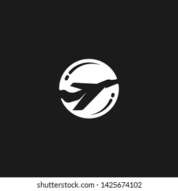 Airplane logo template. Combined letters A and airplanes in unique shapes in dark background. The logo can also be used for travel logos