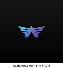 Airplane logo template. Combined letters A and airplanes in unique shapes in dark background. The logo can also be used for travel logos