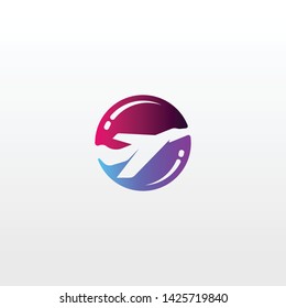 Airplane logo template. Combined letters A and airplanes in unique shapes in light background. The logo can also be used for travel logos