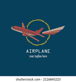 Airplane logo vector illustration. Concept for airplane travel, tourism and business.
