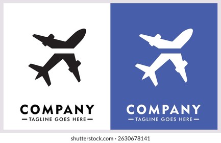 Airplane Logo vector illustration with elegant white and blue background for business and other needs