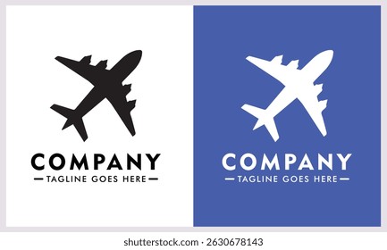 Airplane Logo vector illustration with elegant white and blue background for business and other needs