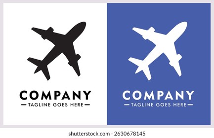 Airplane Logo vector illustration with elegant white and blue background for business and other needs