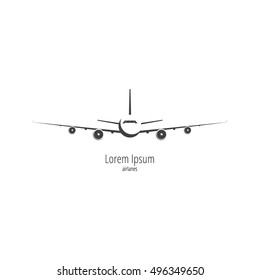 Airplane logo. Vector illustration isolated on white