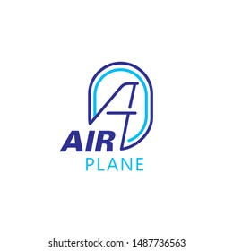 Airplane logo wing and porthole blue lines