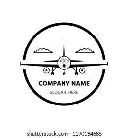 Airplane logotype, icon  on white background. Vector  illustration for design.  Travel concept.