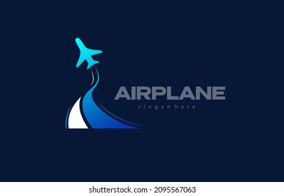 Airplane logotype stripes. Icon plane silhouette