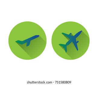 airplane long shadow icon illustration design