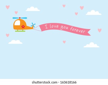 airplane with i love you forever banner in valentine