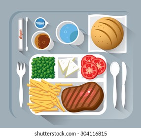 Airplane lunch - vector illustration