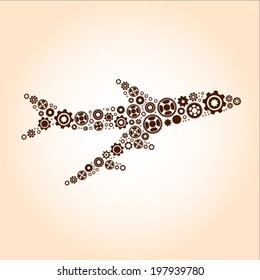 Airplane made by gear decoration vector