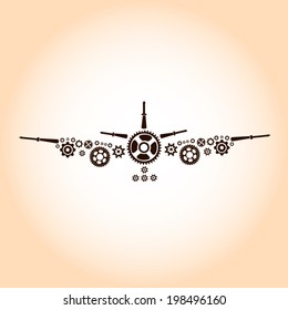 Airplane made by gear decoration vector