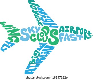 Airplane made of words vector illustration