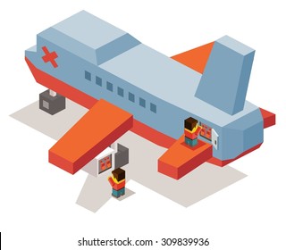 Flugzeugwartung. isometrische Kunst