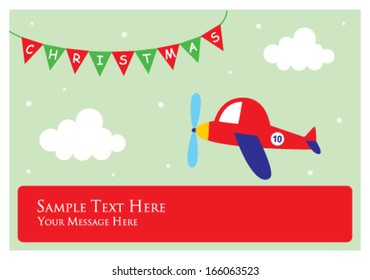 airplane merry christmas greeting card